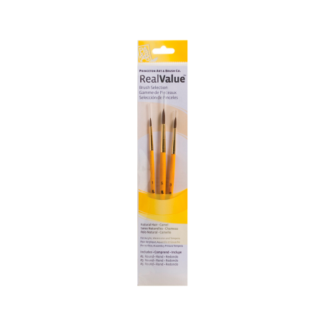 Pinceles Princeton RealValue Mango Corto Amarillo Pelo Sintético Set 3 (1)