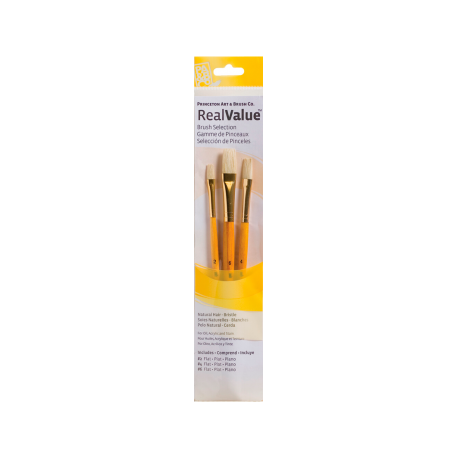 Pinceles Princeton RealValue Mango Corto Amarillo Pelo Sintético Set 3 (4)