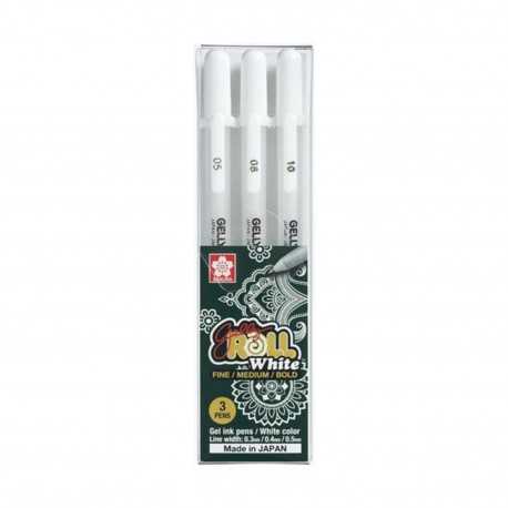 SAKURA GELLY ROLL - SET 3 BLANCOS LÁPICES TINTA GEL